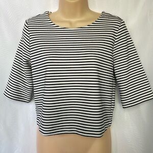 Cynthia Rowley Black and White Striped Long Sleeve Top